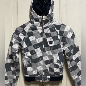 Ocean Current Youth 4T Zip Hoodie Gray Geometric Print
